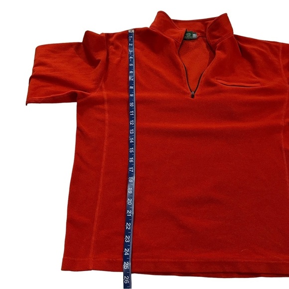 LL Bean Men Orange Long Sleeve Fleece Pullover Jacket Sz L 1/4 Zip Zip Pocket - Picture 9 of 11